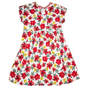 LuLaRoe Womens Dress Size 3XL Lorene Dolman Midi Red White Floral‎ Pockets NWT